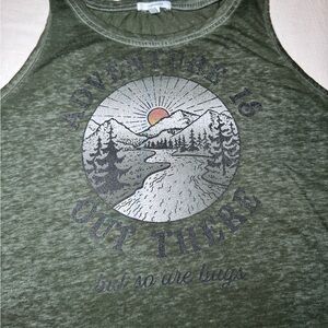 Women's Green Maurices Adventure Is Out There Tie Tank Top -XL